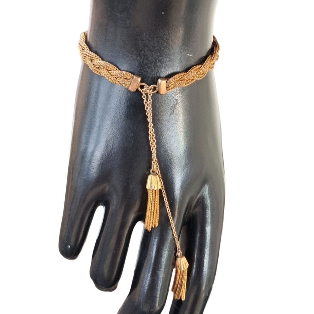Vintage 1/20 12K Gold Filled Braided Multi-Strand Tassel Bracelet
